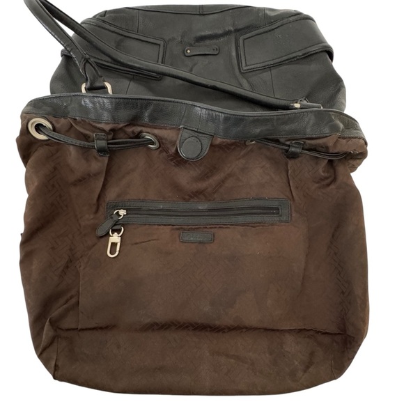 Cole Haan Drawstring Hobo Bag Black Leather Large Shoulder Bag Silver Hardware - Picture 13 of 16